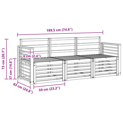 Sofasæt 3 pcs Massivt Akacietræ