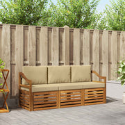 Sofasæt med pude 3 pcs Naturlig og Beige Massivt Akacietræ
