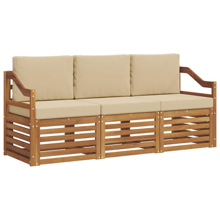 Sofasæt 3 stk. Naturlig og Beige Massivt Akacietræ