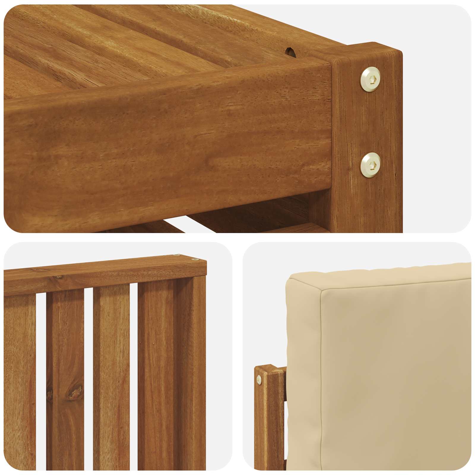 Udendørs sofagruppe 5 pcs Natur og Beige Massivt Akacietræ