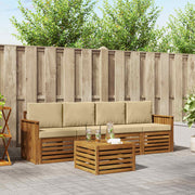 Udendørs sofagruppe 5 pcs Natur og Beige Massivt Akacietræ