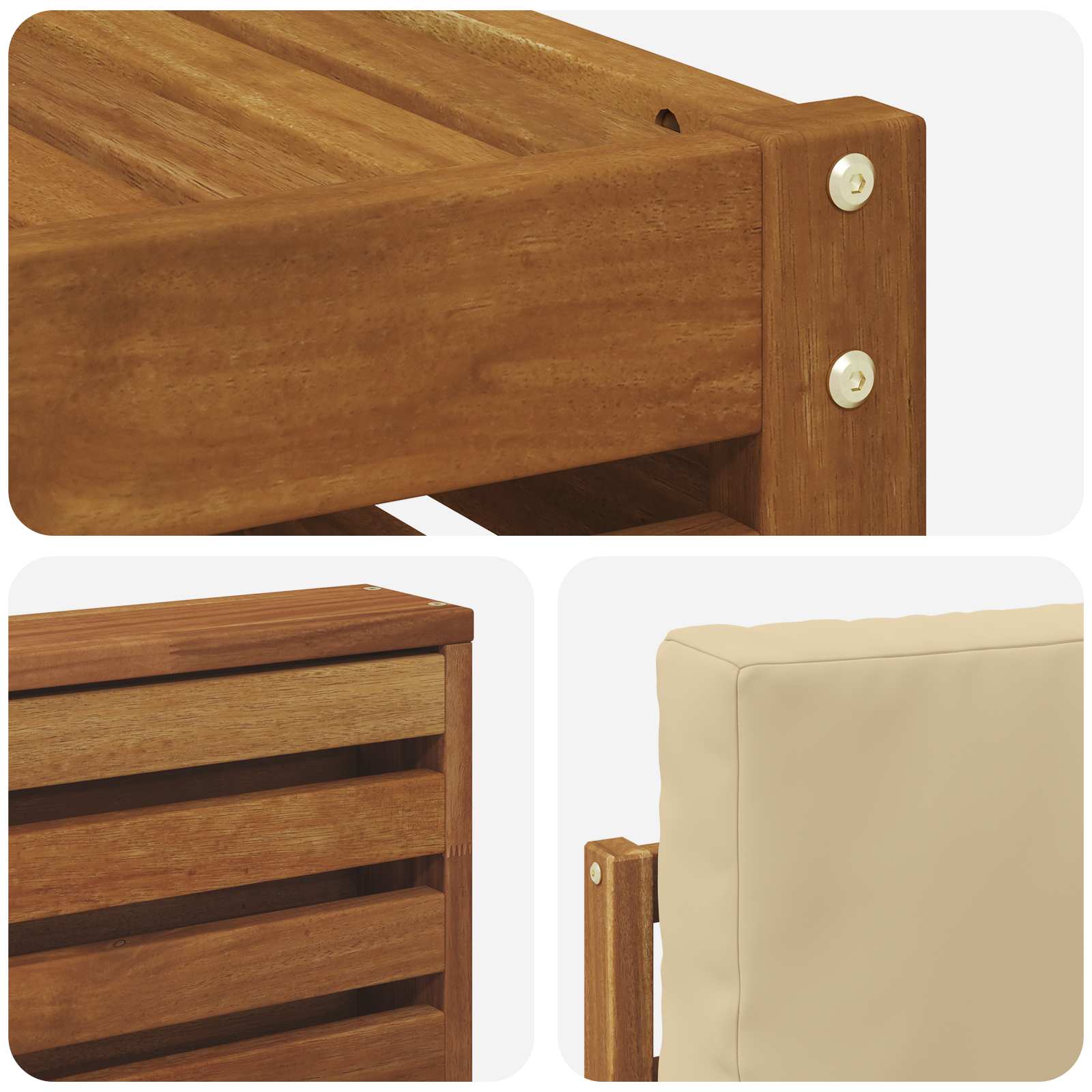 Udendørs sofagruppe 5 pcs Naturlig og Beige Massivt Akacietræ