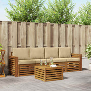 Udendørs sofagruppe 5 pcs Naturlig og Beige Massivt Akacietræ