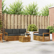 Sofasæt med pude 6 pcs Naturlig og Antracit Massivt Akacietræ
