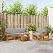 Sofasæt med pude 6 pcs Naturlig og Lys Grå Massivt Akacietræ