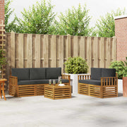 Sofasæt med pude 6 pcs Naturlig og Antracit Massivt Akacietræ