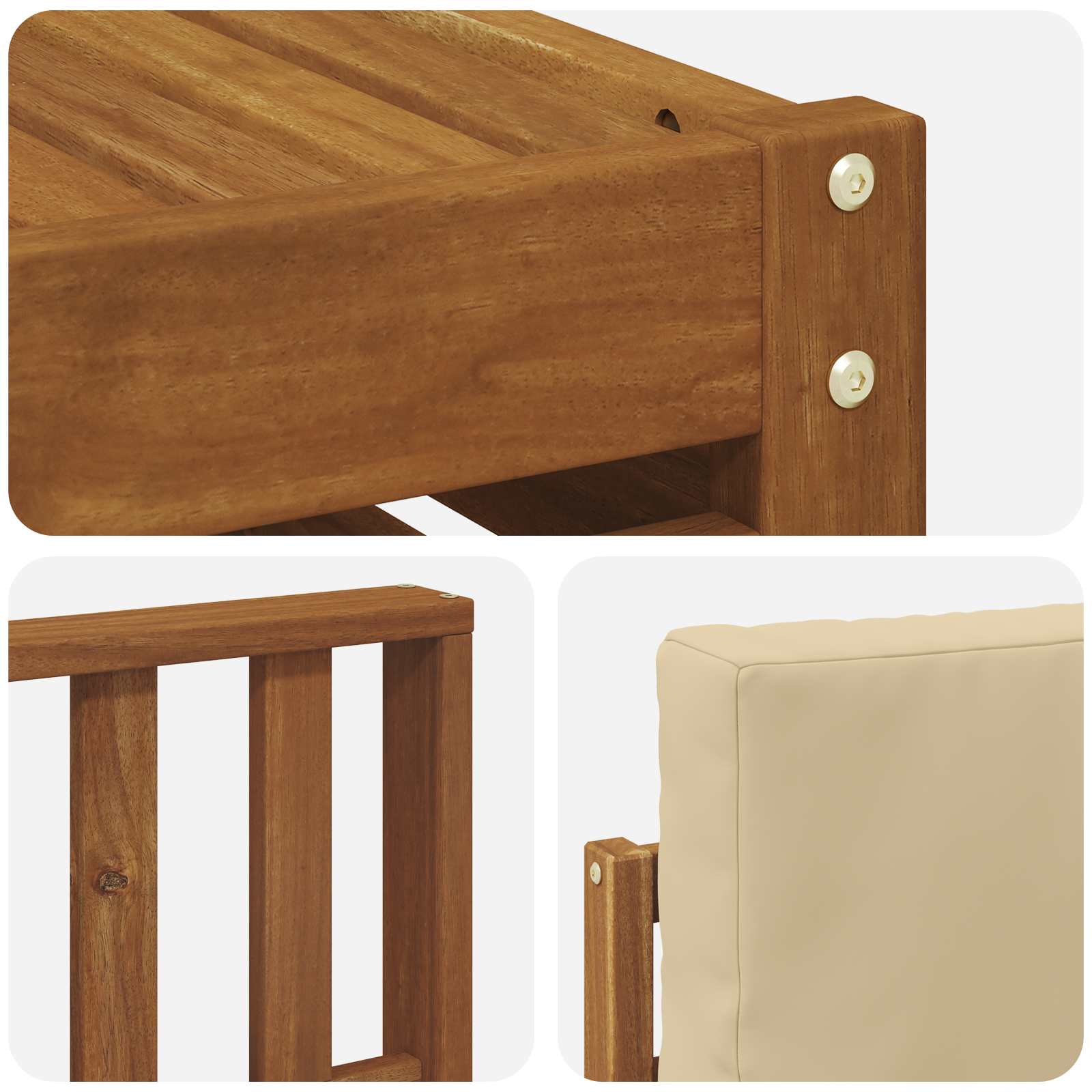 Sofasæt med pude 6 pcs Naturlig og Beige Massivt Akacietræ