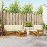 Sofasæt med pude 6 pcs Naturlig og Fløde Massivt Akacietræ