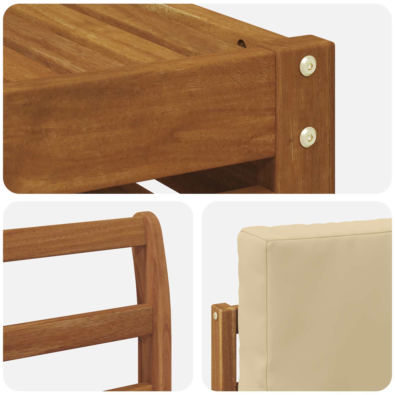 Sofasæt med pude 6 pcs Naturlig og Beige Massivt Akacietræ
