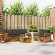 Sofasæt med pude 6 pcs Naturlig og Antracit Massivt Akacietræ