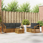 Sofasæt med pude 6 pcs Naturlig og Antracit Massivt Akacietræ