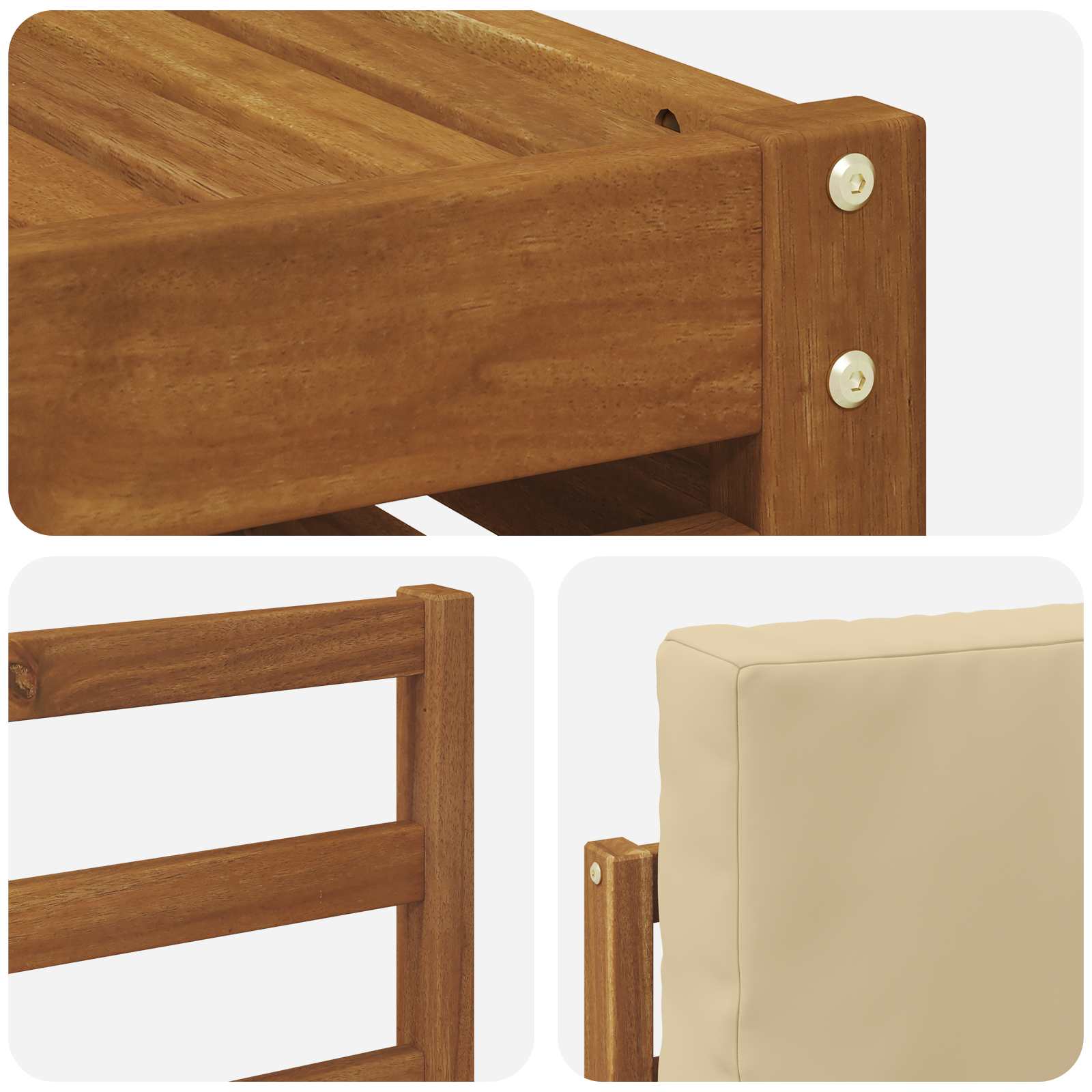 Udendørs sofagruppe 7 pcs Naturlig og Beige Massivt Akacietræ