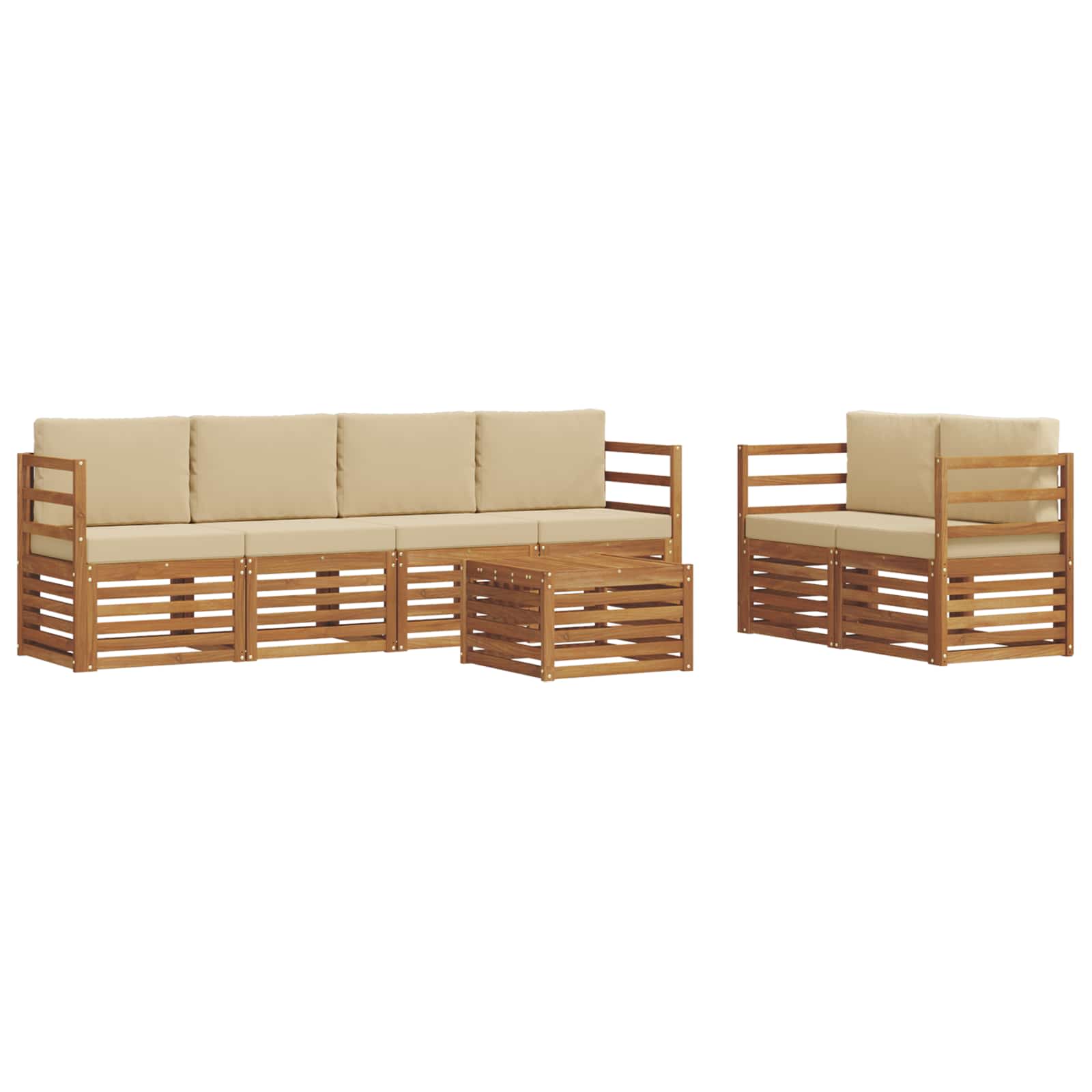 Udendørs sofagruppe 7 pcs Naturlig og Beige Massivt Akacietræ