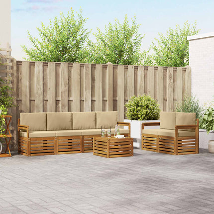 Udendørs sofagruppe 7 stk. Naturlig og Beige Massivt Akacietræ