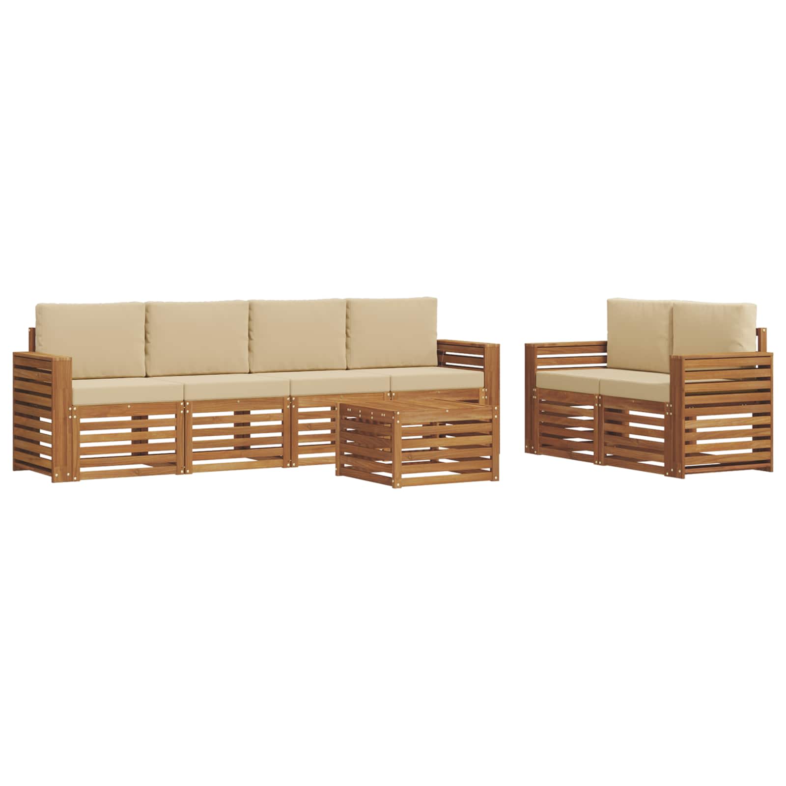 Udendørs sofagruppe 7 pcs Naturlig og Beige Massivt Akacietræ
