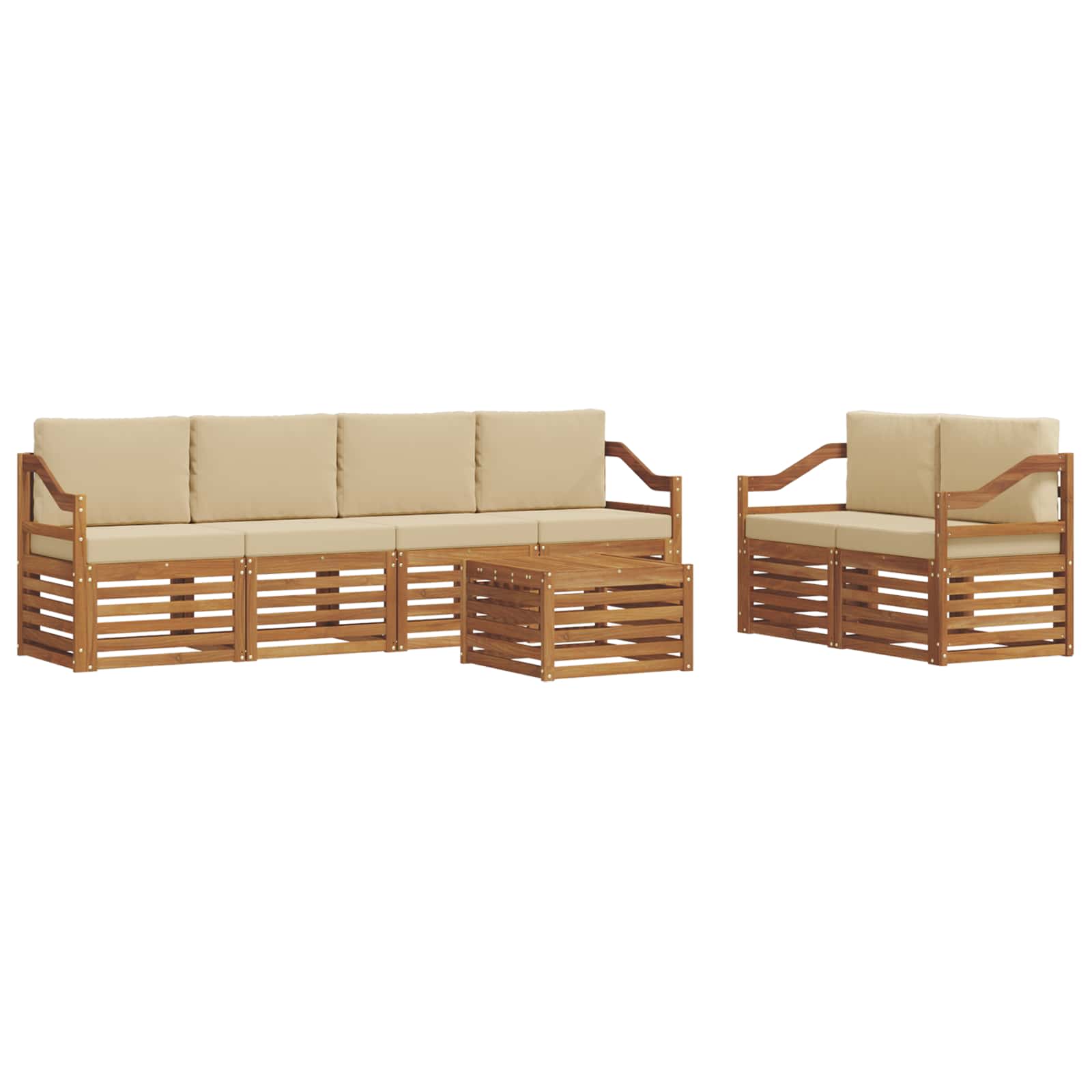Udendørs sofagruppe 7 pcs Naturlig og Beige Massivt Akacietræ