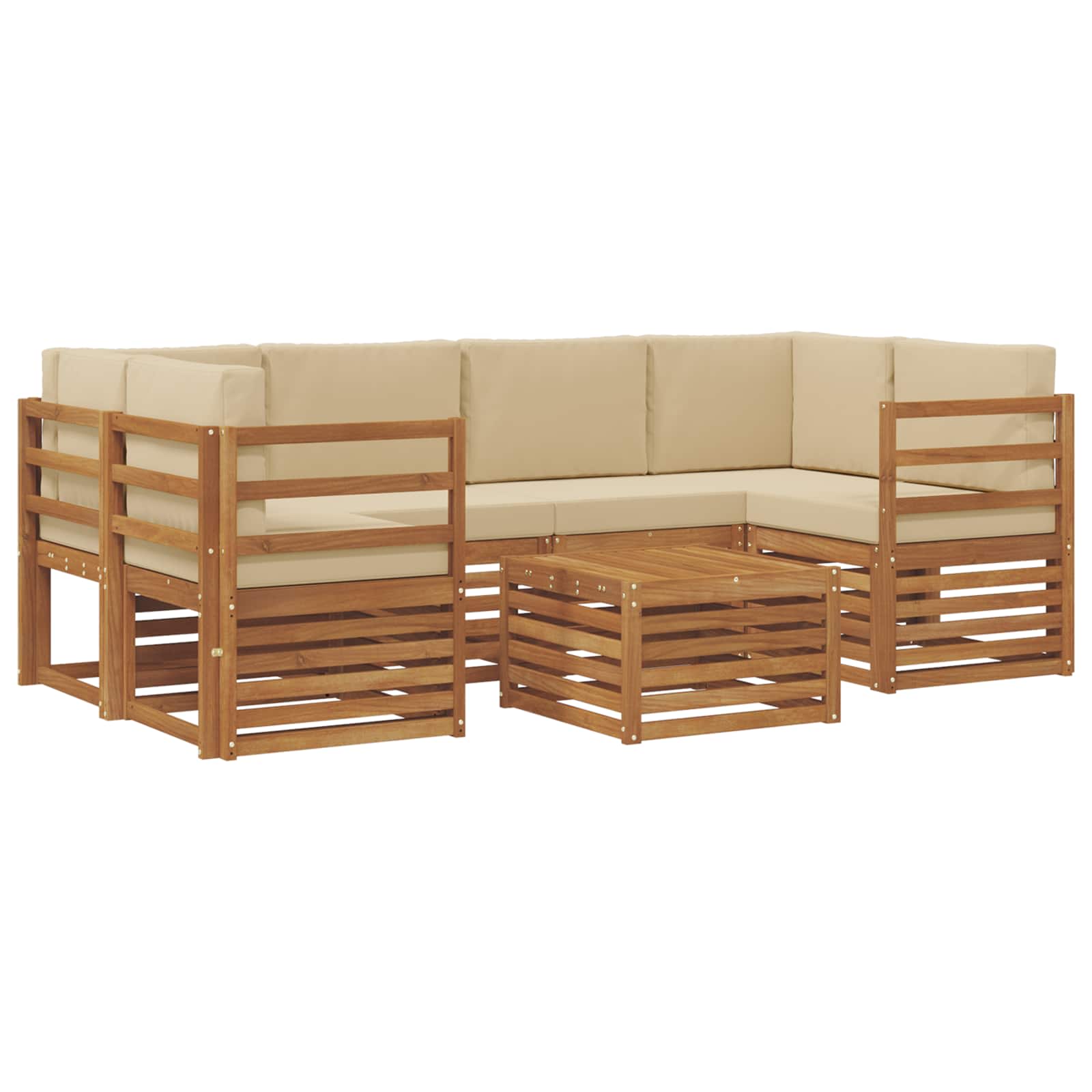 Udendørs sofagruppe 7 pcs Naturlig og Beige Massivt Akacietræ
