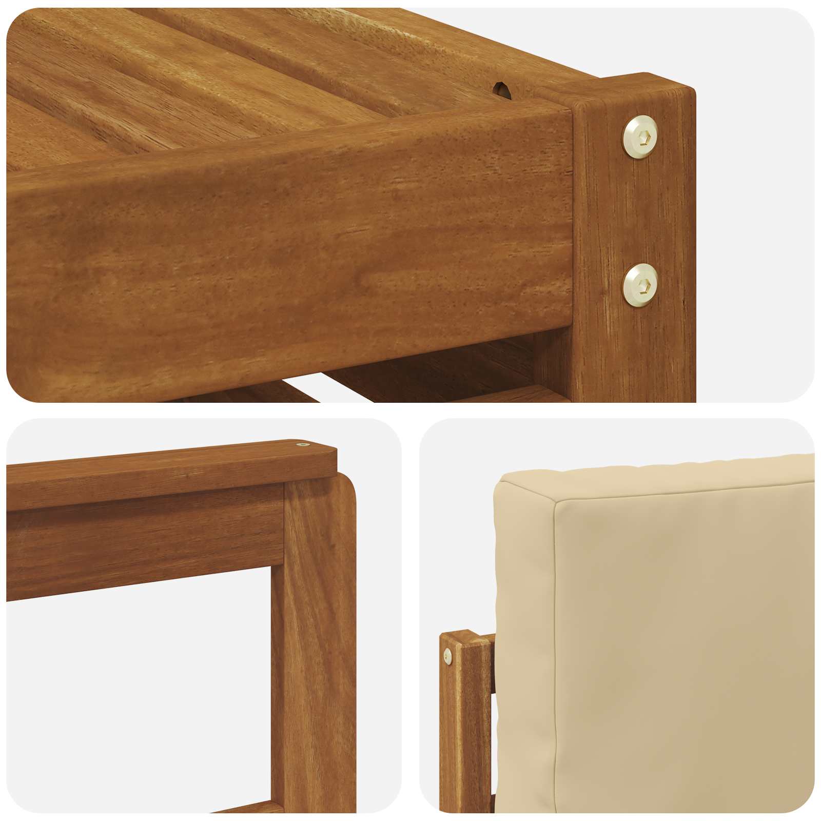 Udendørs sofagruppe 7 pcs Naturlig og Beige Massivt Akacietræ