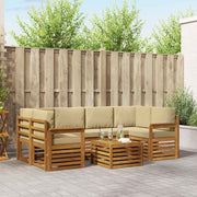 Udendørs sofagruppe 7 pcs Naturlig og Beige Massivt Akacietræ
