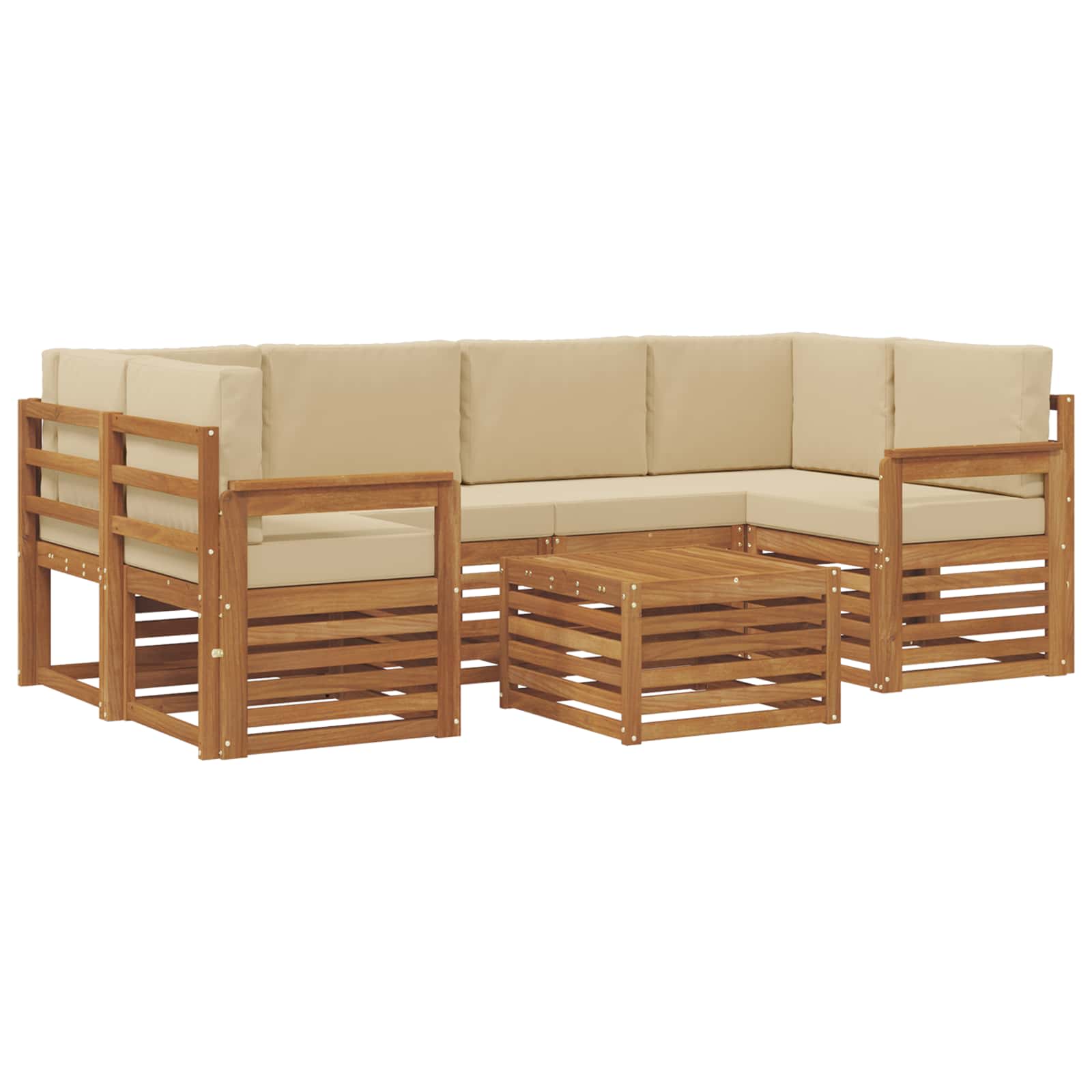 Udendørs sofagruppe 7 pcs Naturlig og Beige Massivt Akacietræ