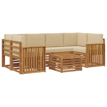 Udendørs sofagruppe 7 stk. Naturlig og Beige Massivt Akacietræ
