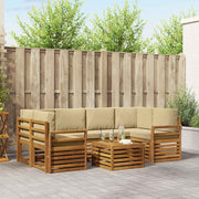Udendørs sofagruppe 7 pcs Naturlig og Beige Massivt Akacietræ