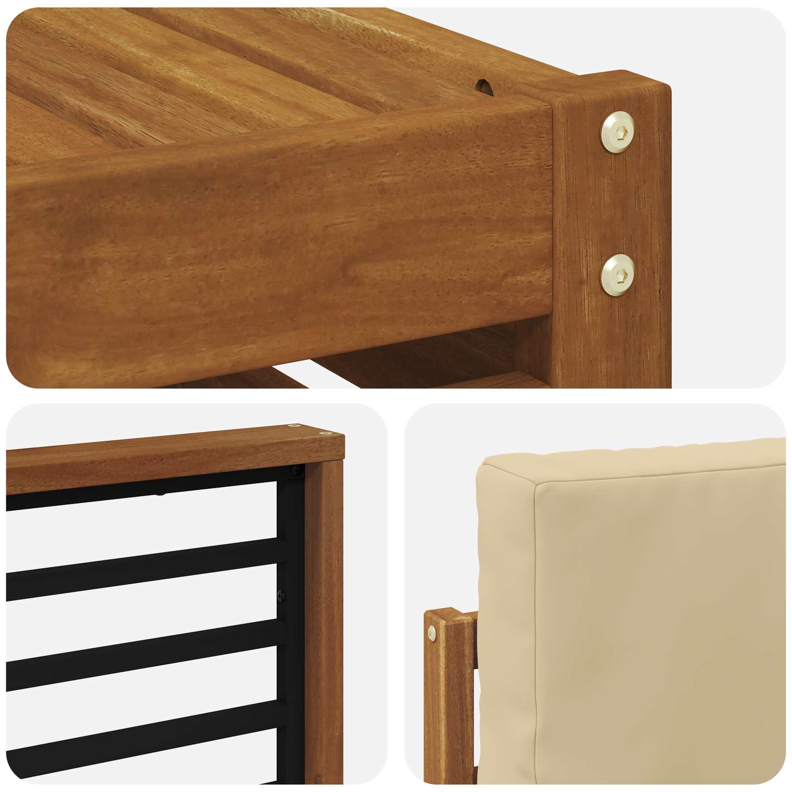 Udendørs sofagruppe 7 pcs Naturlig og Beige Massivt Akacietræ