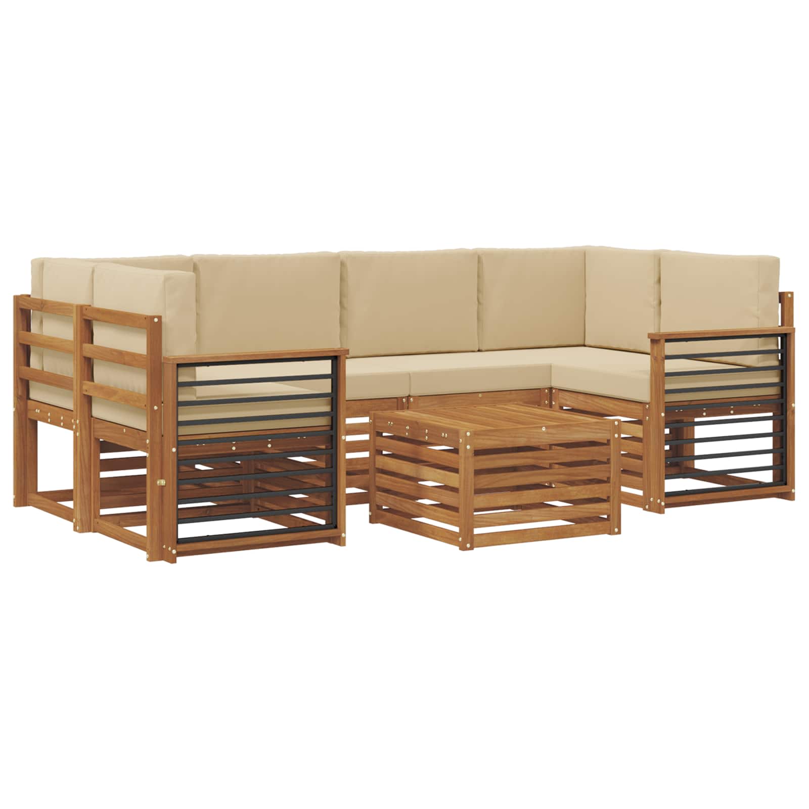 Udendørs sofagruppe 7 pcs Naturlig og Beige Massivt Akacietræ