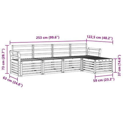 Udendørs sofagruppe 5 pcs Naturfarvet