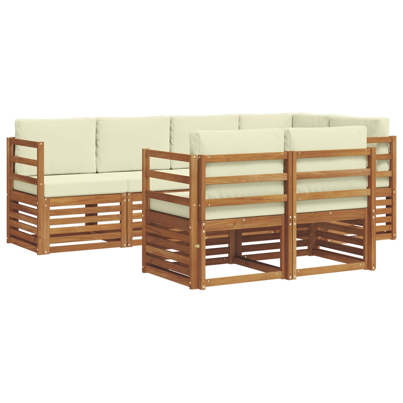 Sektionalsofa sæt med pude 7 pcs Naturlig og Fløde