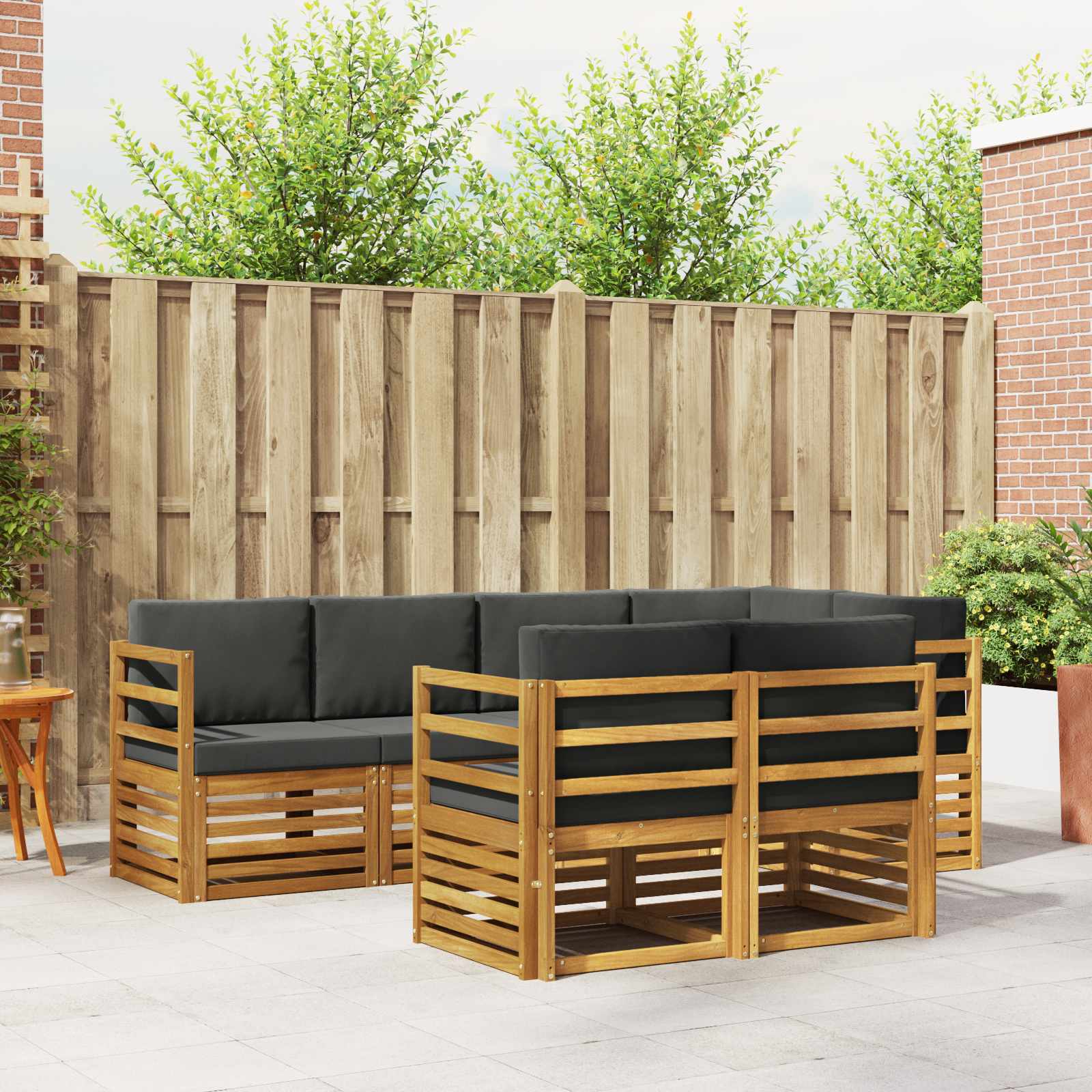 Sektionalsofa sæt med pude 7 pcs Naturlig og Antracit