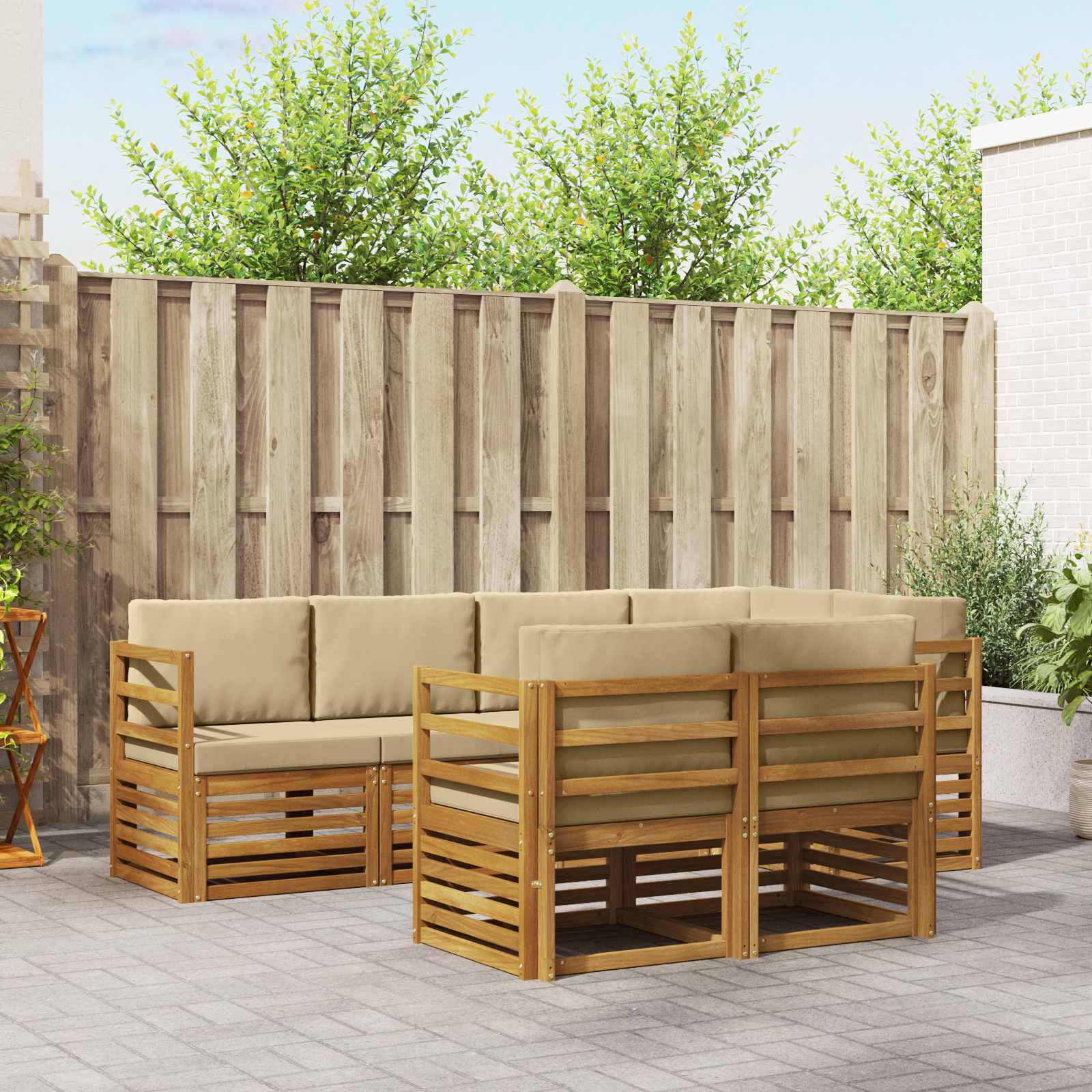 Sektionalsofa sæt med pude 7 pcs Naturlig og Beige