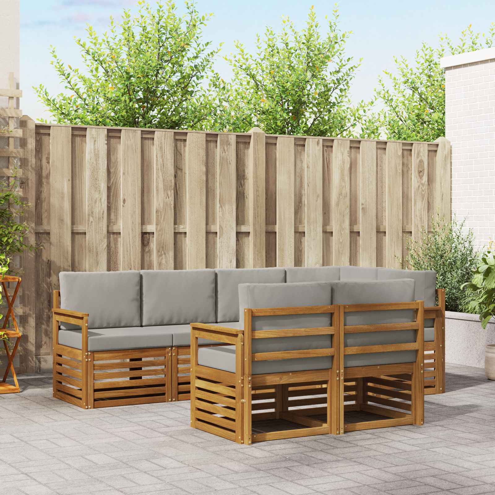 Sektionalsofa sæt med pude 7 pcs Naturlig og Lys Grå