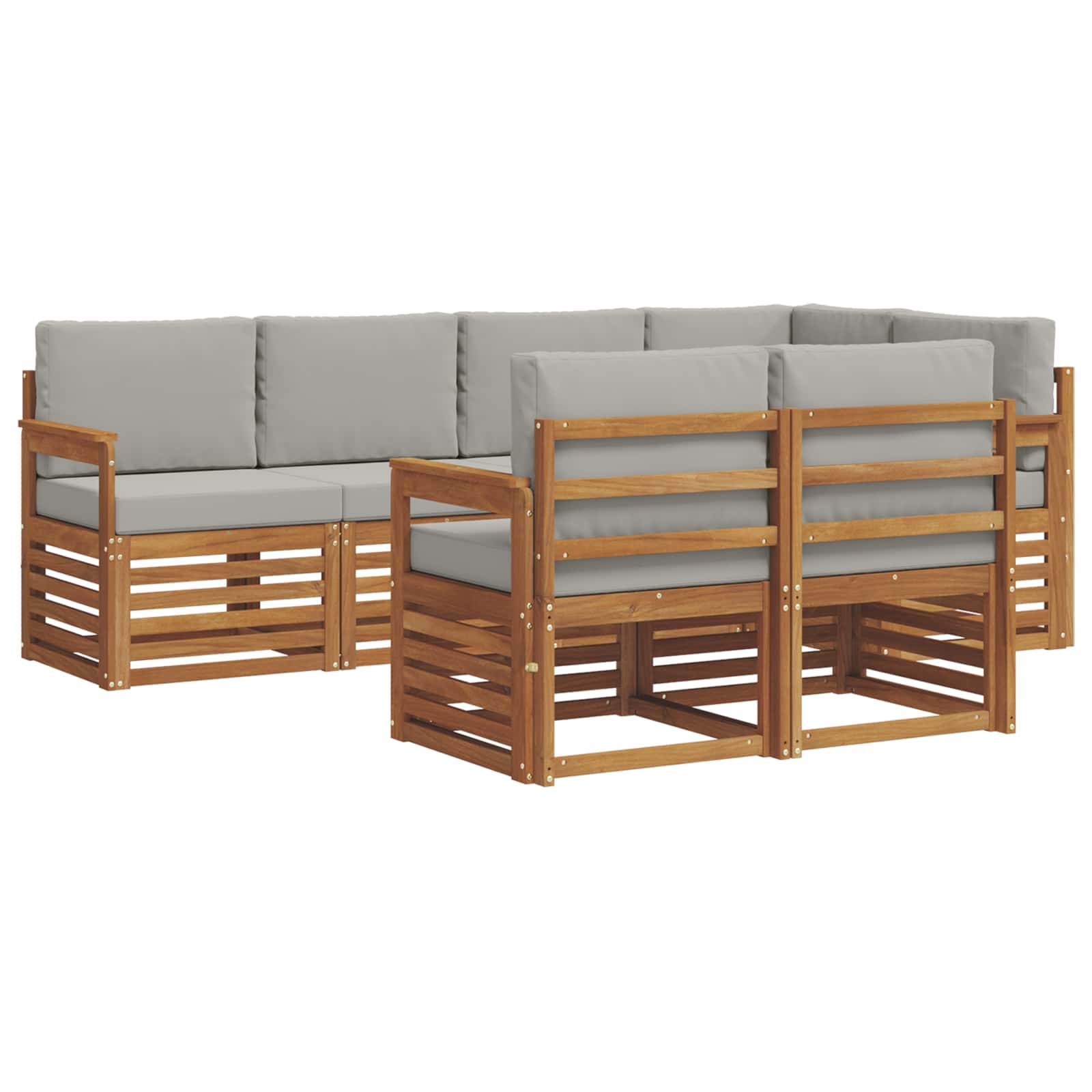 Sektionalsofa sæt med pude 7 pcs Naturlig og Lys Grå