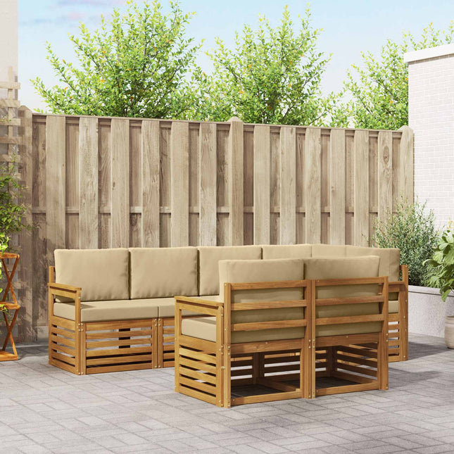 Sektionalsofa sæt med pude 7 pcs Naturlig og Beige