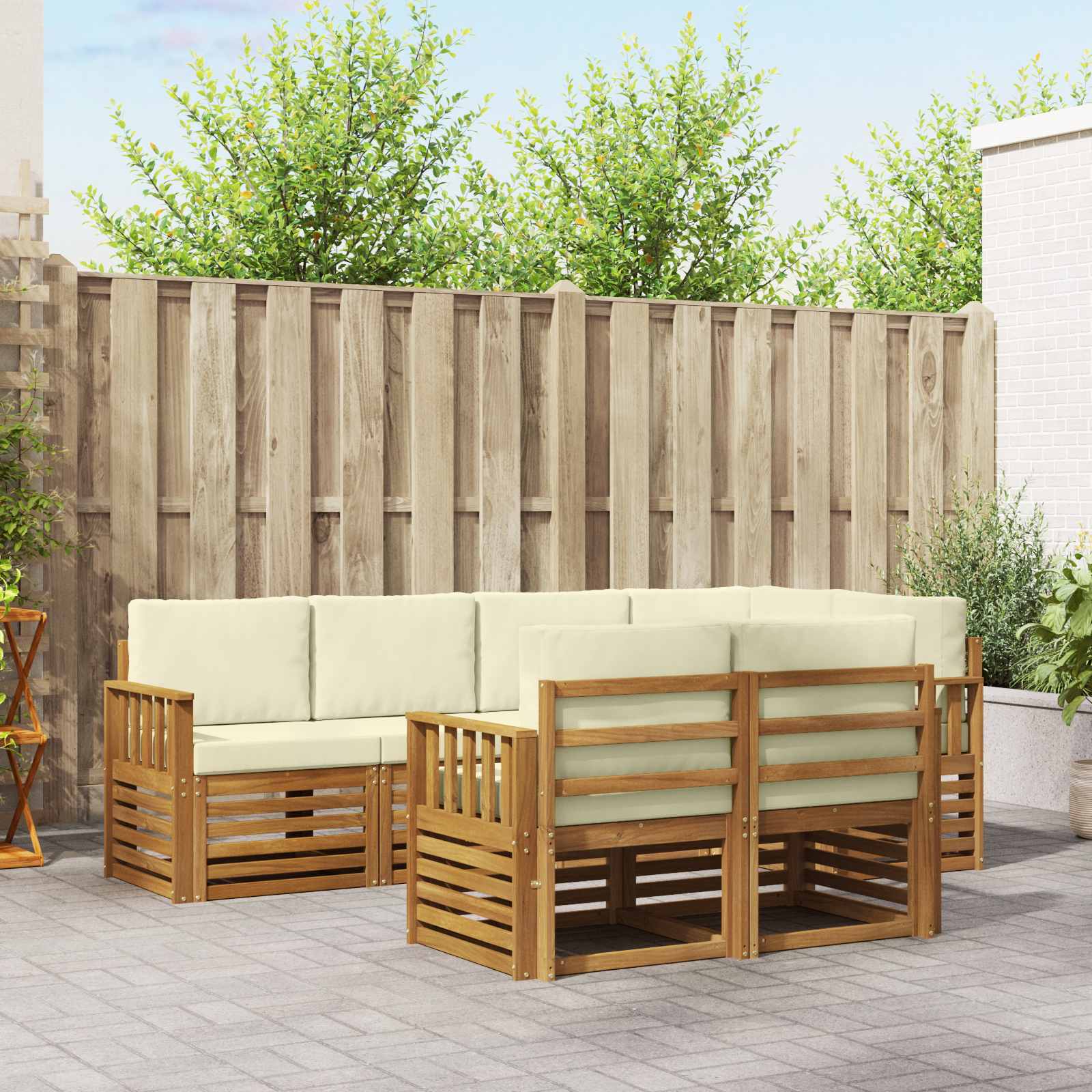 Sektionalsofa sæt med pude 7 pcs Naturlig og Fløde