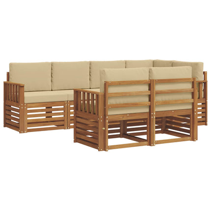 Udendørs sofagruppe 7 stk. Naturlig og Beige Polyester