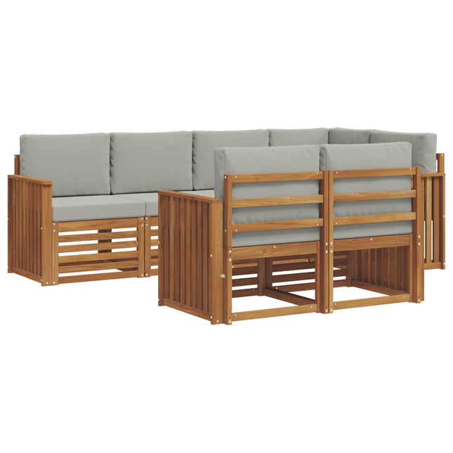 Sektionalsofa sæt med pude 7 pcs Naturlig og Lys Grå