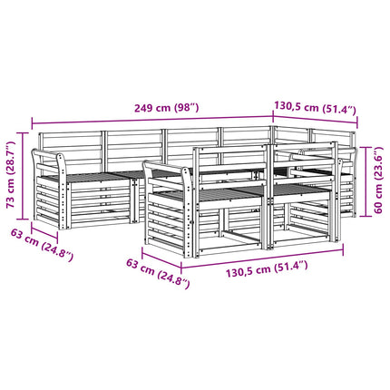 Sektionalsofa sæt 7 pcs Naturfarvet