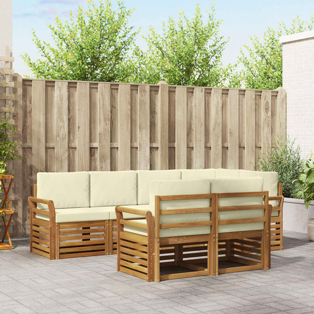 Sektionalsofa sæt med pude 7 pcs Naturlig og Fløde