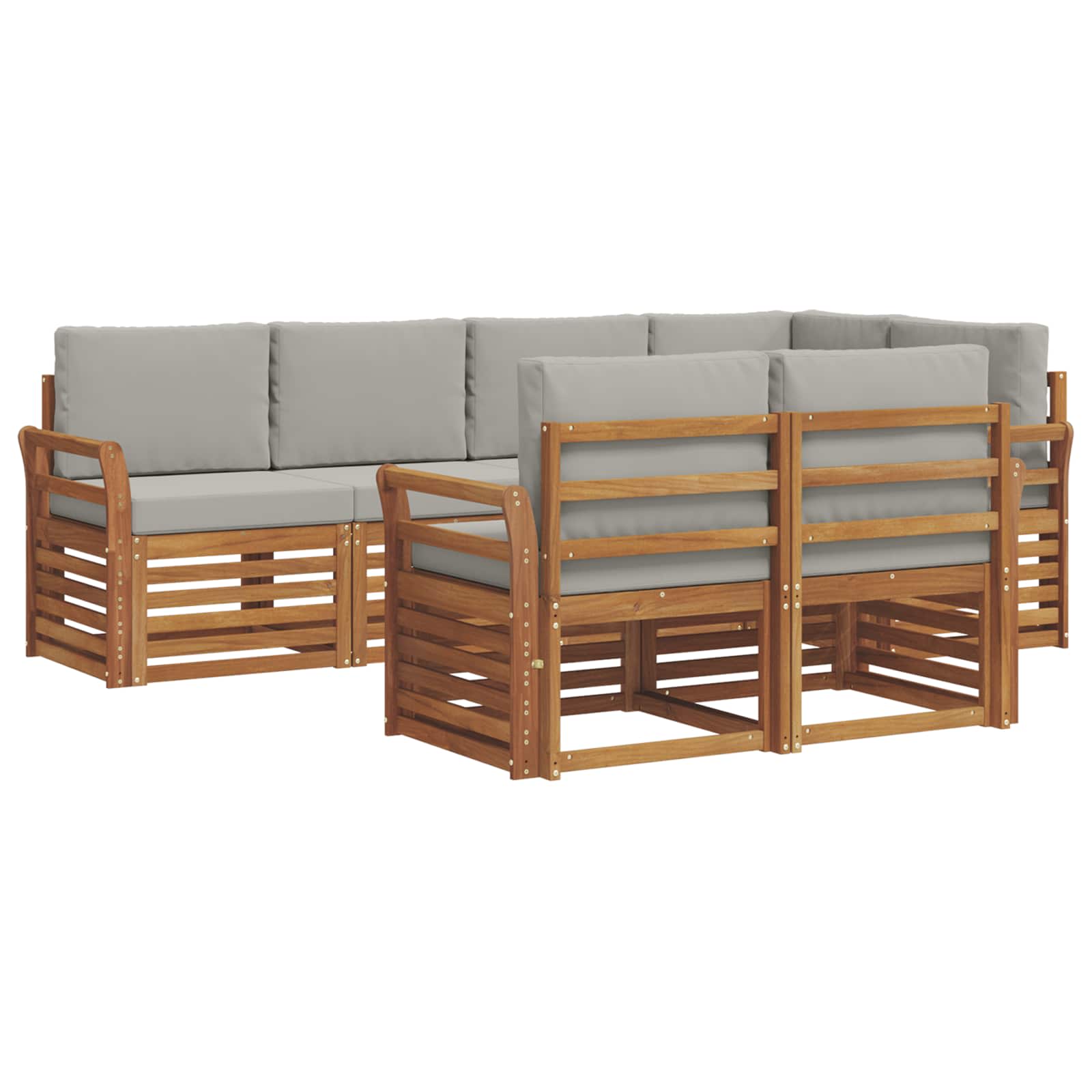 Sektionalsofa sæt med pude 7 pcs Naturlig og Lys Grå