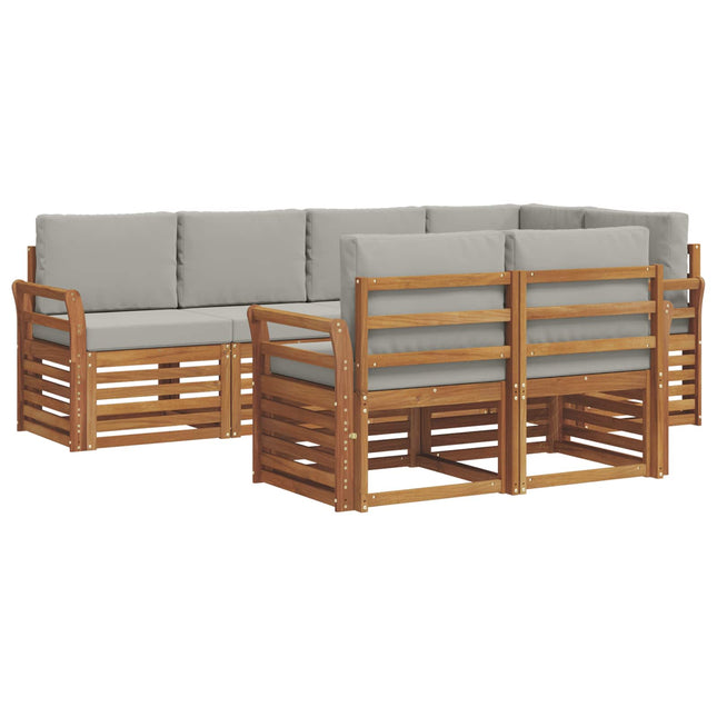Sektionalsofa sæt med pude 7 pcs Naturlig og Lys Grå