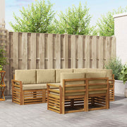 Sektionalsofa sæt 7 pcs Naturlig og Beige Massivt Akacietræ