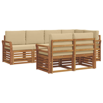 Udendørs sofagruppe 7 stk. Naturlig og Beige Polyester