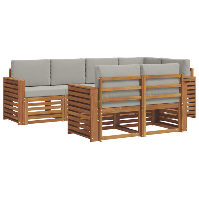 Sektionalsofa sæt med pude 7 pcs Naturlig og Lys Grå