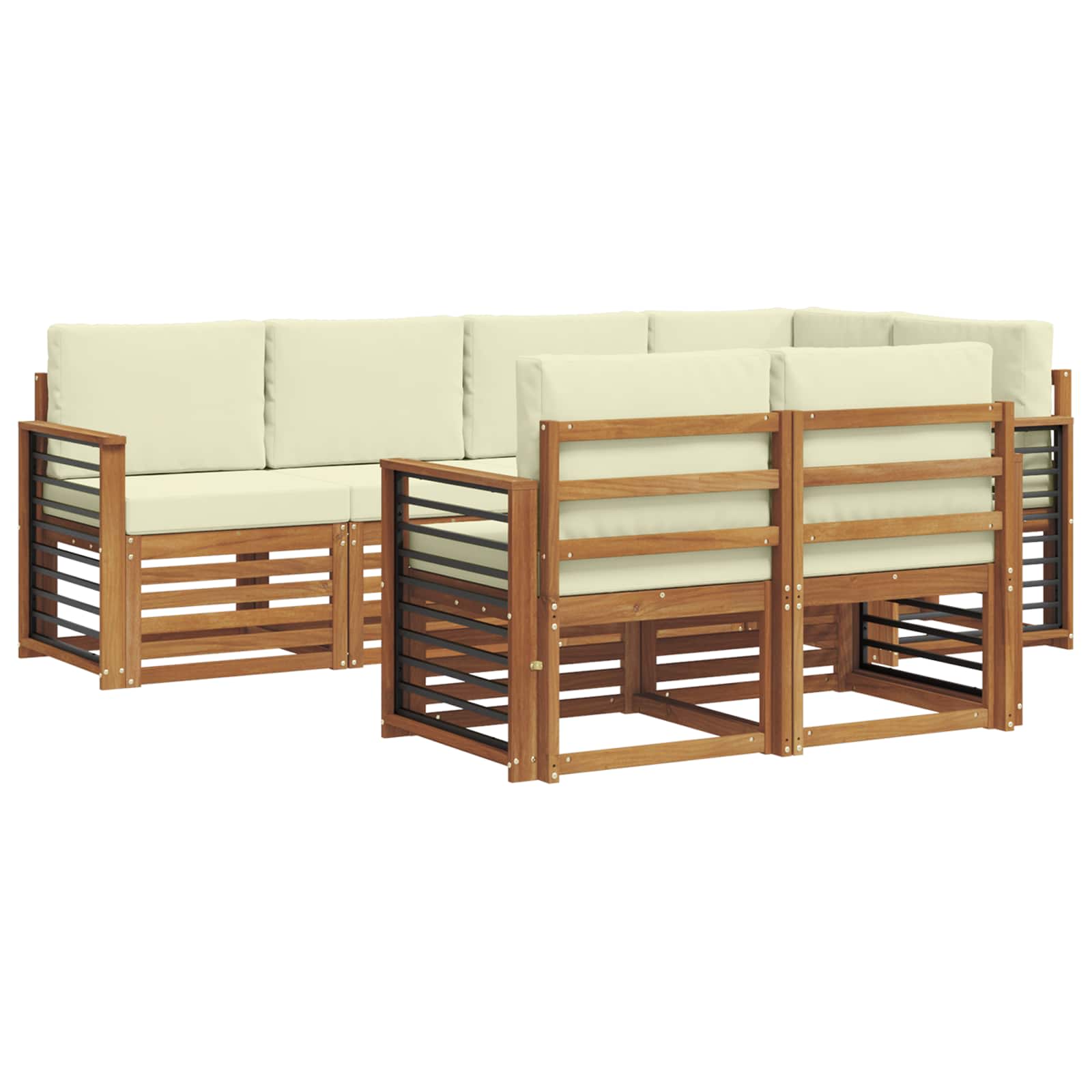 Sektionalsofa sæt med pude 7 pcs Naturlig og Fløde