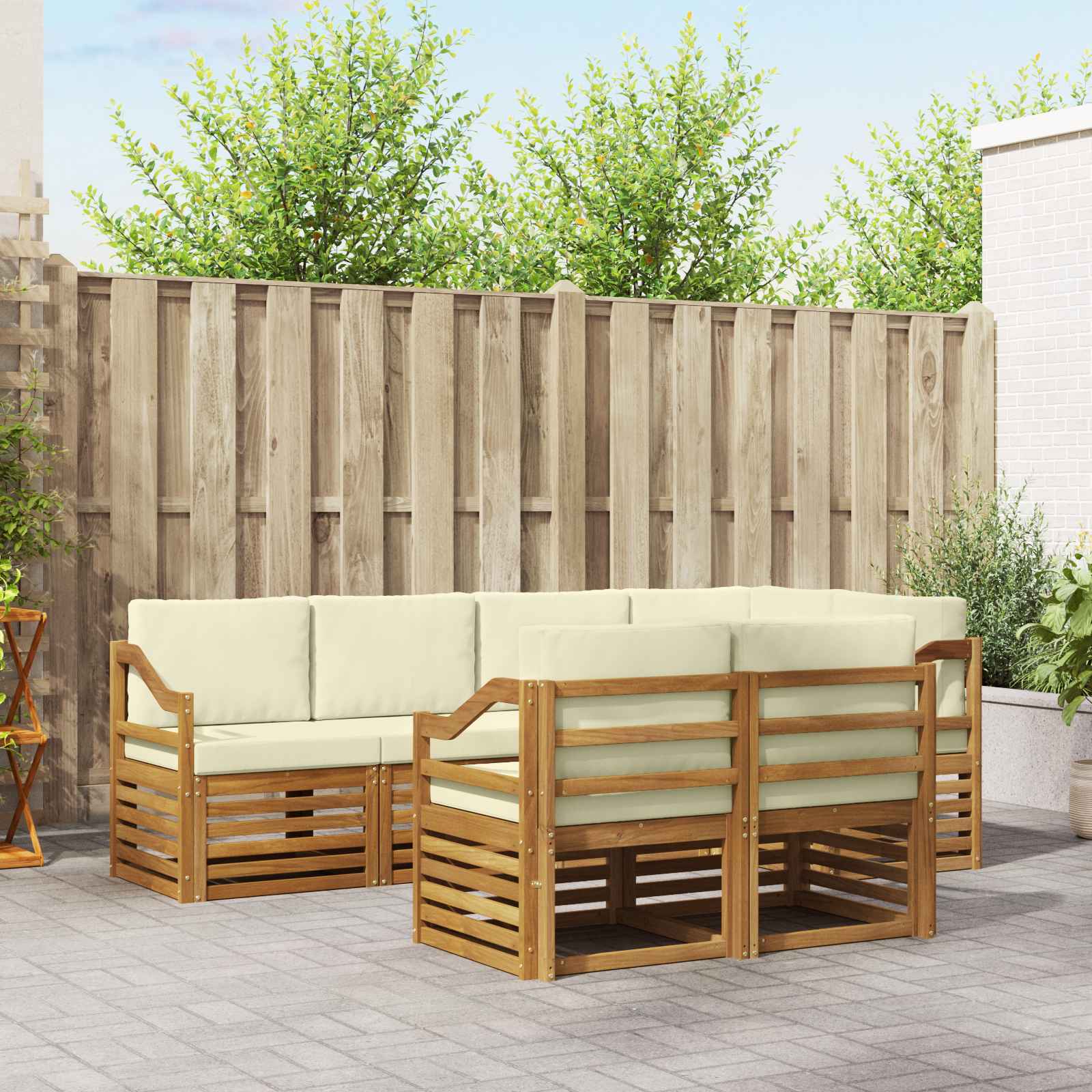 Sektionalsofa sæt med pude 7 pcs Naturlig og Fløde
