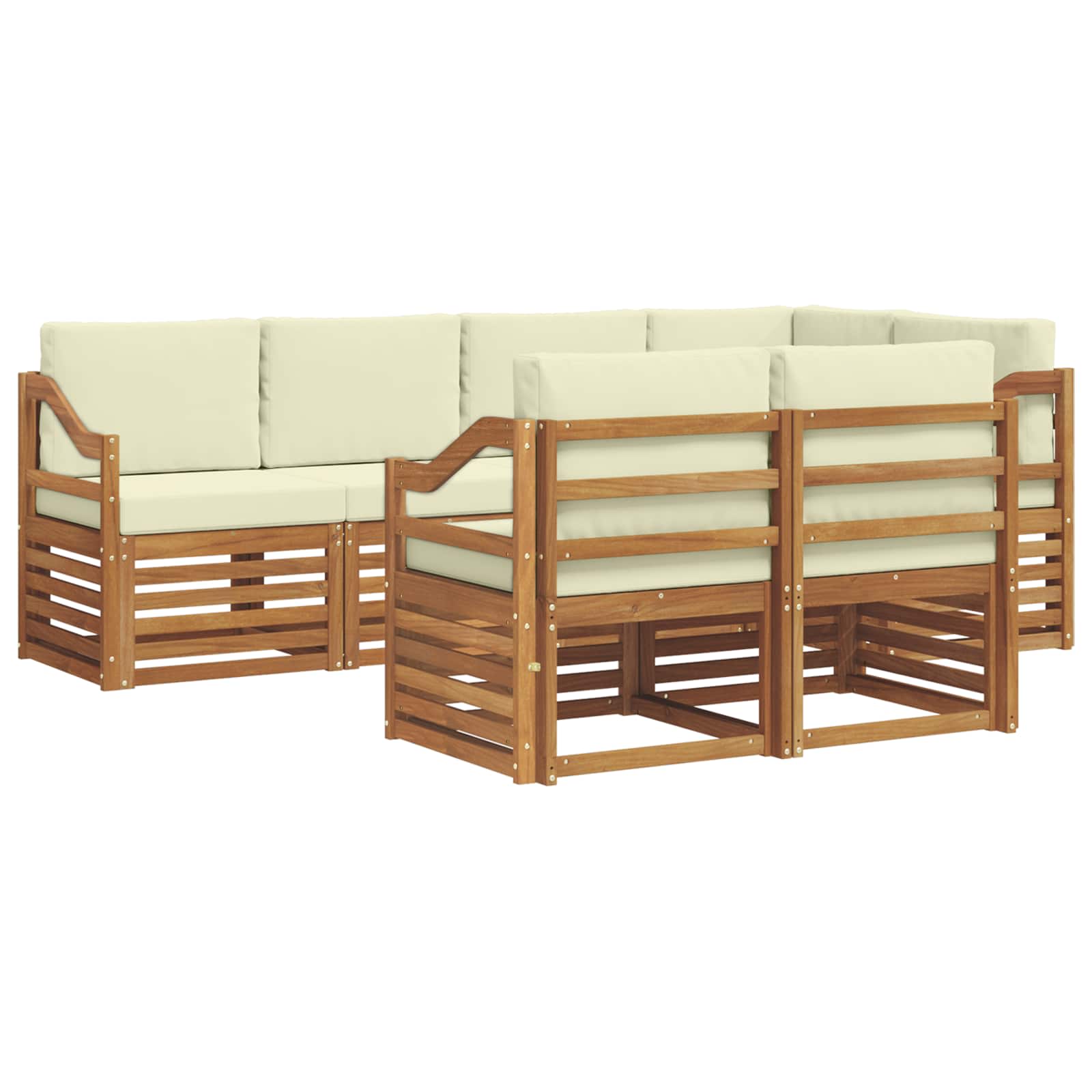 Sektionalsofa sæt med pude 7 pcs Naturlig og Fløde