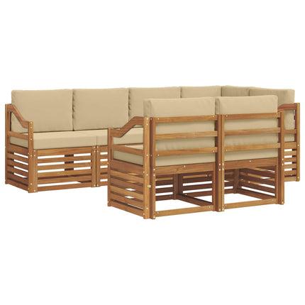 Udendørs sofagruppe 7 stk. Naturlig og Beige Polyester