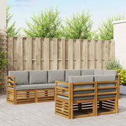 Sofasæt med pude 8 pcs Naturlig og Lys Grå Massivt Akacietræ